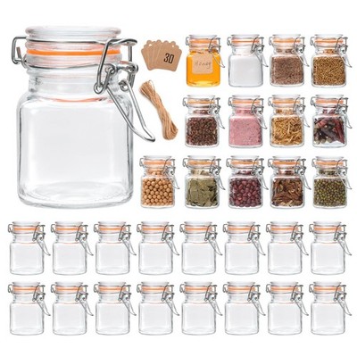 4 oz Glass Mason Jars with Airtight Hinged Lids, 30 Pack for Spices & Kitchen