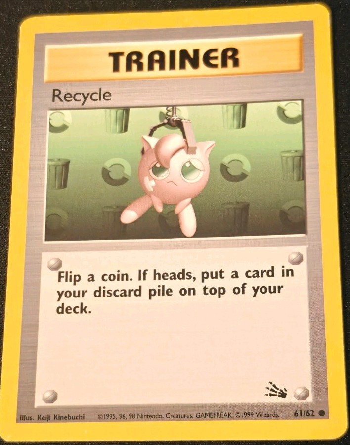Recycle Trainer Fossil Base Set 61/62 Common Pokemon Card NM