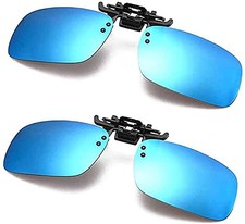 2 Pack Clip On Polarized Flip Up Sunglasses Night Driving Glasses for Women Men