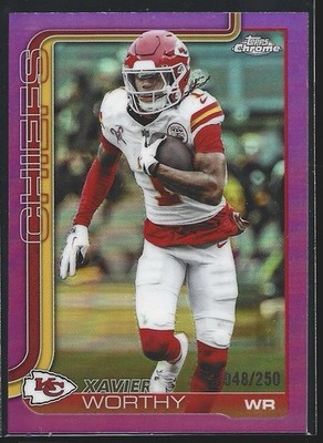 2025 NFL Topps Chrome Xavier Worthy /250 Pink Refractor Kansas City Chiefs #145