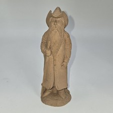 Primitive Folk Art Santa Figurine Unpainted Clay Rustic Christmas Decor 5"
