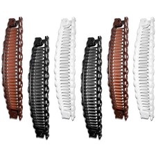 6Pcs Banana Clips Hair Clincher 1 Count Pack of 1 , Brown, White, Black