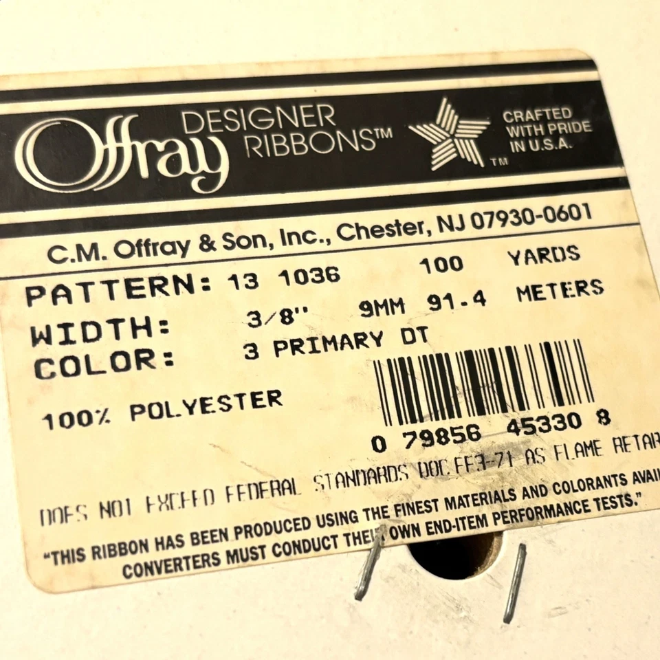 Offray Ribbon 3/8" Multi Color Polka Dots White Satin Ribbon 100 yds Spool - Image 3 of 3