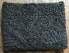 Vintage Moyna Women's Handbag-purse-beaded-gray Silk-bag-strap-evening-wedding