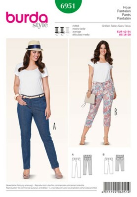 burda style Nr. 6951 Dreiviertelhose Gr. 42 - 54