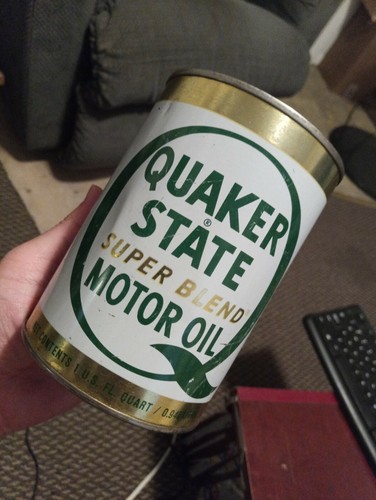 Vintage Metal Quaker State Motor Oil Quart Can Sealed Full - Picture 6 of 7