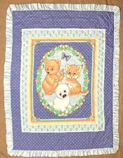 Vintage Cotton Quilted Baby Bed Crib Comforter Ruffled Edge 35.5"x46.5"-Repaired