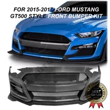 For 2015-2017 Ford Mustang GT 500 Style Front Bumper Kit Upgrade Shebly Facelift