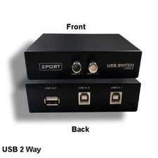 Kentek USB USB A to B 2 Way Mini Data Transfer Switch Box IO AB Port PC Botton