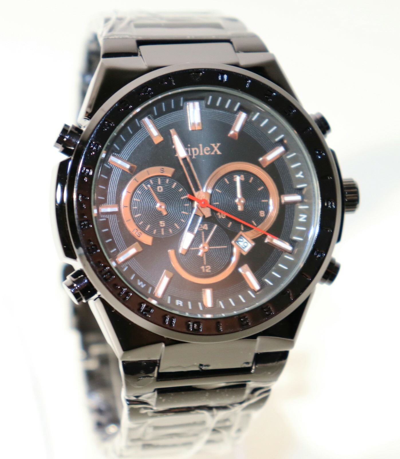 Rötting Design Herrenuhr Chrono Look schwarzes Ziffernblatt Datum wasserdich NEU