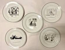 New Yorker Magazine Collection Set of 5 Ceramic Cheese Salad Cocktail Plates