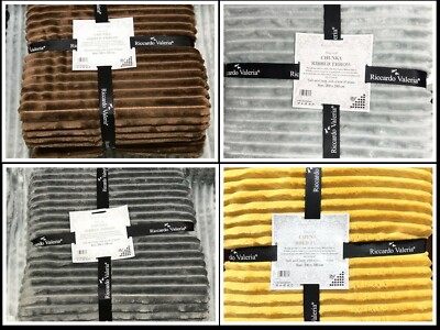 Luxus Grob Ripp Überwürfe Gerippt Super Weiche Decke Schlafsofa King & Double Größen