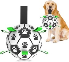 Dog Soccer Ball Toys with Straps - 8 inch Large Herding Large, Green-L