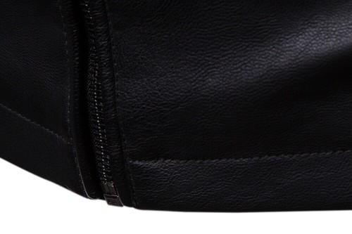 Men Baseball Collar Faux Leather Jacket Plus Size Casual Biker Leather Jacket - Picture 10 of 14