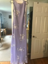 Formal lavendar floral summer sleeveless dress w rhinestones w scoop back size