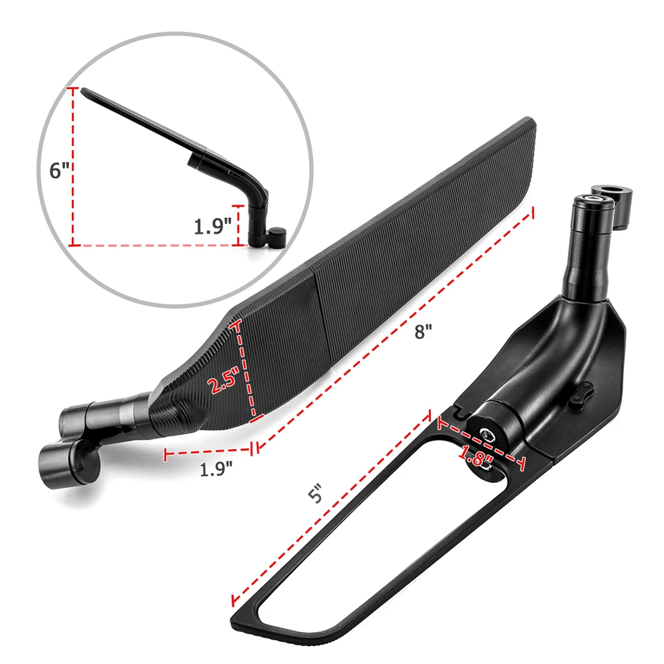 Espejos retrovisores Stealth Mount Winglet para Kawasaki Z H2 Z1000 Z650 Z900 Z750 Foto 4 de 4