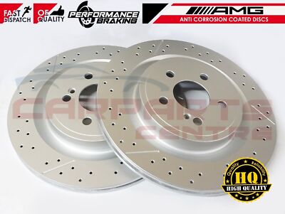 FOR MERCEDES A45 AMG REAR DRILLED GROOVED PERFORMANCE BRAKE DISCS BRAKING
