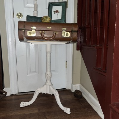 Handmade Vintage Zephyr Suitcase Side Table: All Recycled Goods