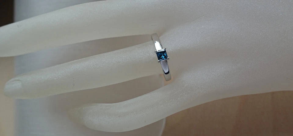 Neu Fancy Blau Brillant Ring aus 375 9kt Gold Princess Solitär Diamant ♦️♦️ 8866 - Bild 4 von 4