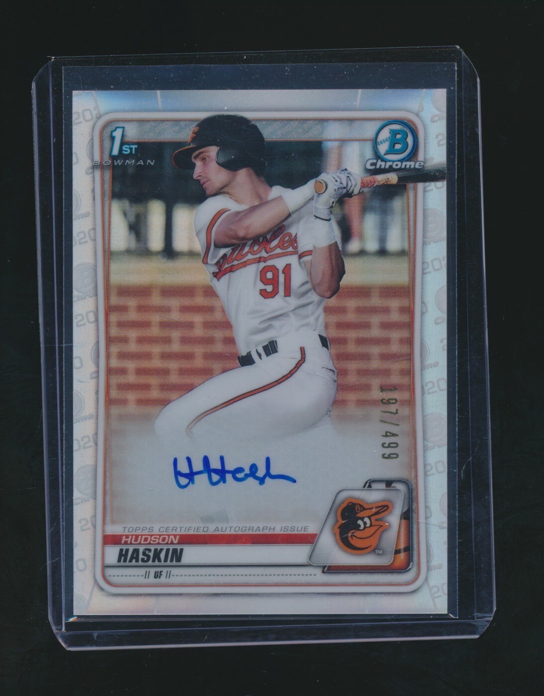 HUDSON HASKIN 2020 BOWMAN CHROME 1ST REFRACTOR RC AUTO 197/499 #CPA-HH