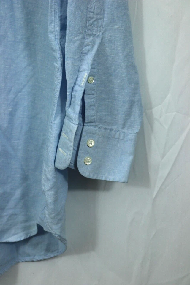 Brooks Brothers Country Club mezcla de algodón y lino abotonada 18-34 azul claro Foto 4 de 4