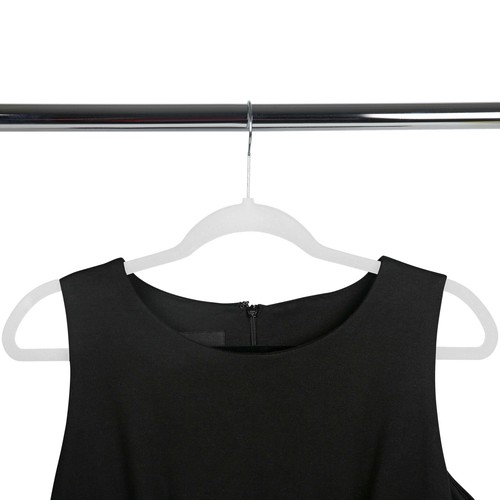 Slim Velvet Plastic Clothes Hangers, 25 Count, White - Picture 5 of 8
