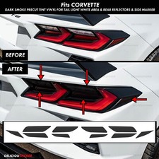 For 20-26 Corvette C8 Smoke Tail Light Rear Side Markers Tint Overlays Vinyl Set