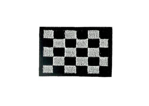 Patch drapeau patchs brodé noir blanc sac à dos à carreaux cycliste course - Photo 1/1