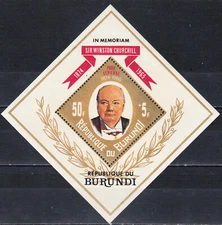 W BURUNDI B030a CHURCHILL MEMORIAL PERFORATED SOUVENIR SHEET