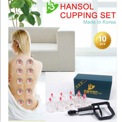 [made in korea] Hansol 10 Cups Cupping Set with Hand Pump, Multiple Cup Sizes