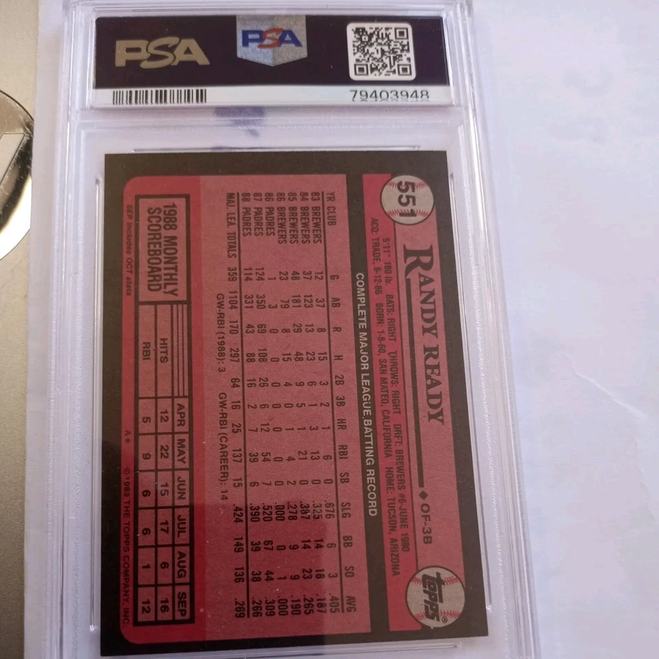 1989 Topps - #551 Randy Ready - Image 2 of 4