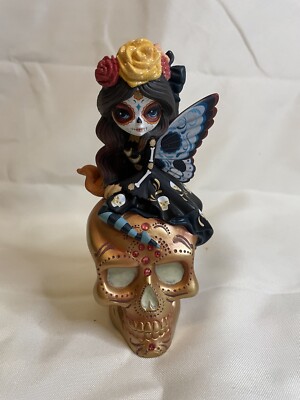 The Hamilton Collection Spirit of The Blessed Peace Sugar Skull Figurine    