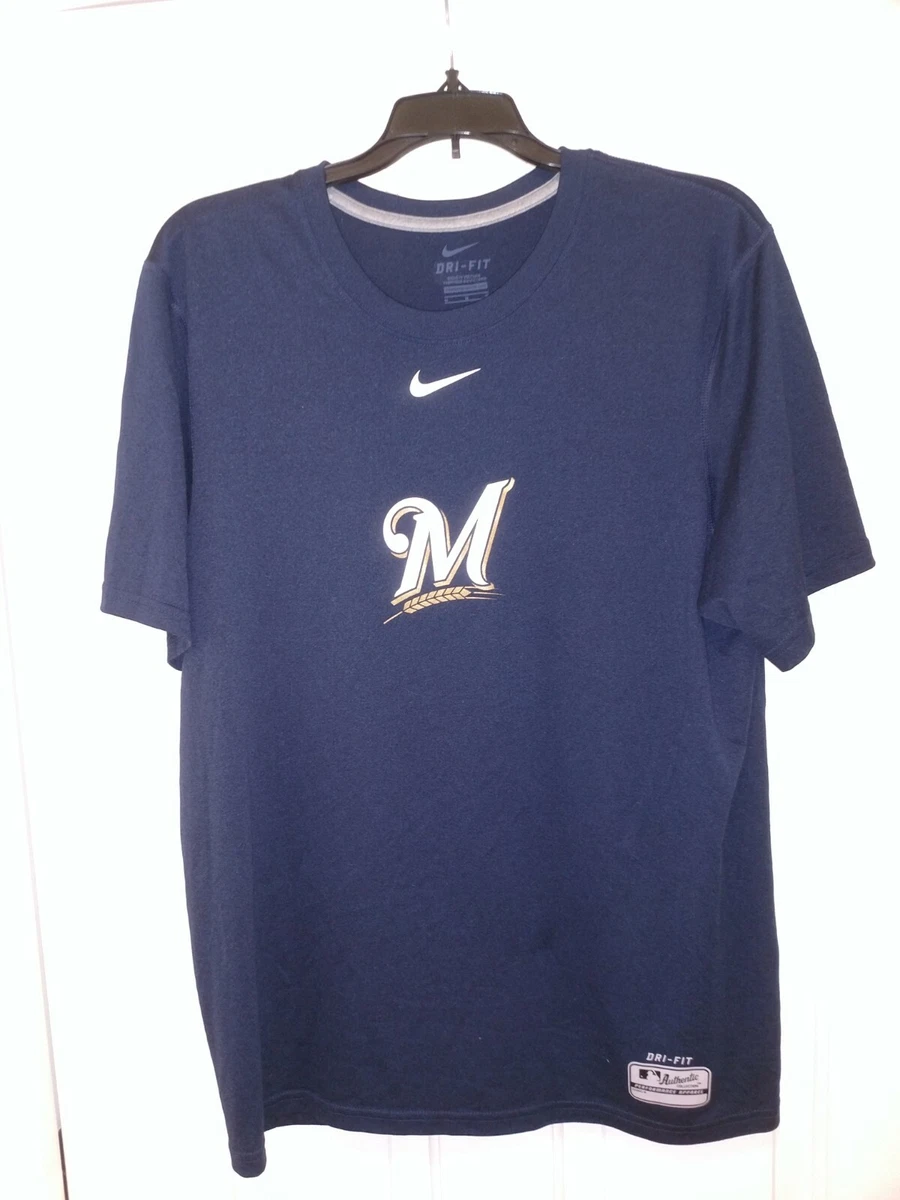MLB Milwaukee Brewers Nike Dri FIT T shirt Men s Medium Blue