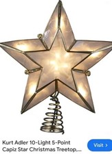 Kurt Adler Tree Toppers Illuminated Star New In Package 10 Inch