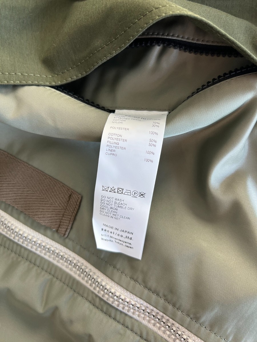 Sacai Nylon Twill Mix Blouson - Size 3 - Green Navy - NEW Sacai Nylon Twill Mix Blouson - Size 3 - Green Navy - NEW