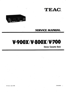 Service Manual-Anleitung für Teac V-900X,V-800X,V-700 