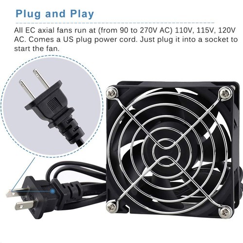 Muffin Fan 110V 115V 120V 220V 240V AC 80Mm Ventilation Exhaust Projects Coolin - Picture 2 of 8