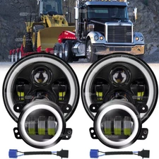 For Freightliner Coronado 7'' LED Headlight Projector Hi/Lo+ 4'' Halo Fog Light