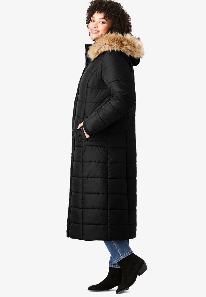 Roaman's Women's Plus Size Plus Size Maxi Length Puffer Coat - Image 3 of 4