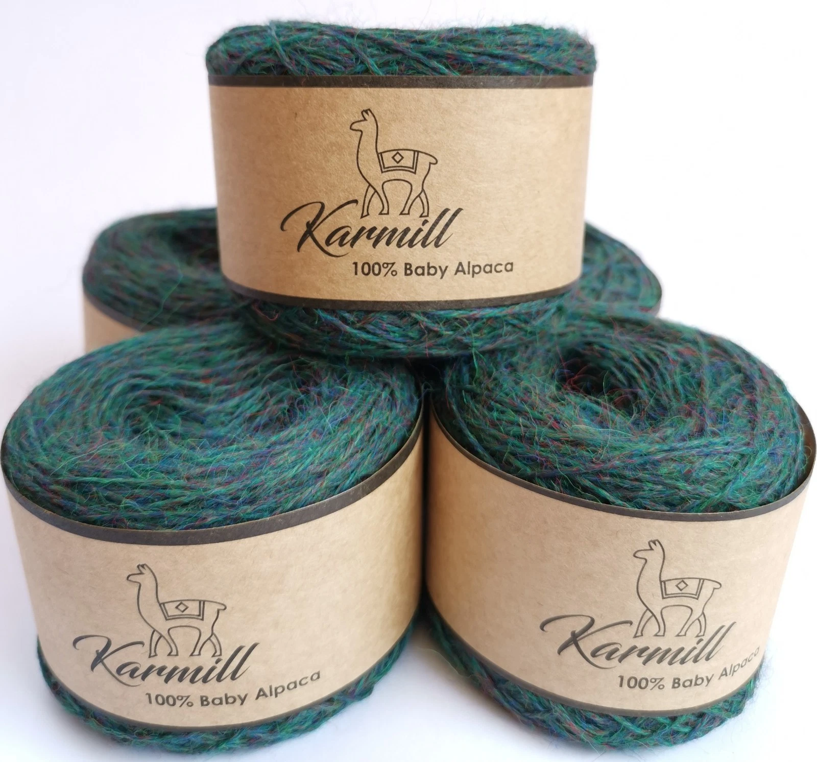 Alpaca Wool Skeins 100% Baby Alpaca Yarn Sport Weight Lot- 5 Green Melange C818 - product detail image 1