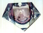 Vintage Murano Heavy Thick Glass Ashtray Purple & Clear