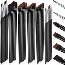 Potchen 30 Pcs Eyeliner Brush Set Gel Angled Eye Liner Fine Flat Slanted Eyebrow