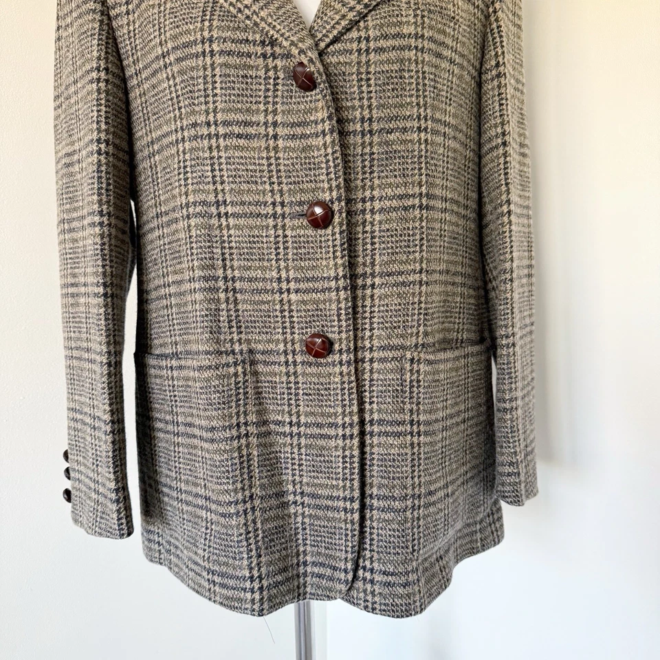 Vintage LL Bean Wool Tweed Blazer Academia English Countryside Plaid 10P Petite - Image 4 of 4