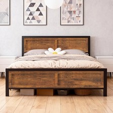 Full Size Platform Bed Frame with Wooden Headboard and Footboard,