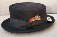 Bailey A Bollman Company Black Hat 100% Wool (WPL 5923)- 7 1/4 size 58 New w/Tag
