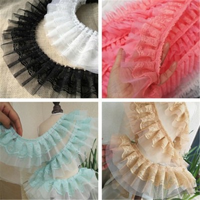 1 Yd Gaze Edge Besatz Spitzenborte Plissstoff Saum Brautjungfer Kleid DIY Nähen
