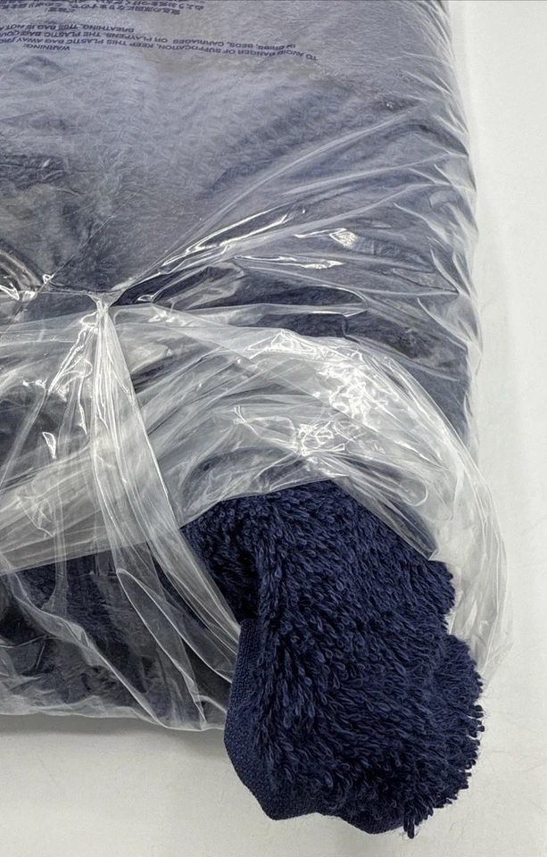 Lençol de banho Yves Delorme 36” X 63” Etoile azul marinho algodão orgânico e modal NOVO - Imagem 4 de 4