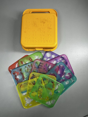 Tupperware Tuppertoys Kids Stencil Set Hard Carrying Case Art Box + 10 Stencils