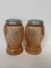 VTG Depression Glass Inverted Strawberry Pink 4.5” Salt/Pepper Shakers