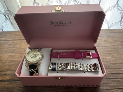 NIB JUICY COUTURE GOLD TONE W HEART CHARM WATCH W 2 JELLY STRAPS